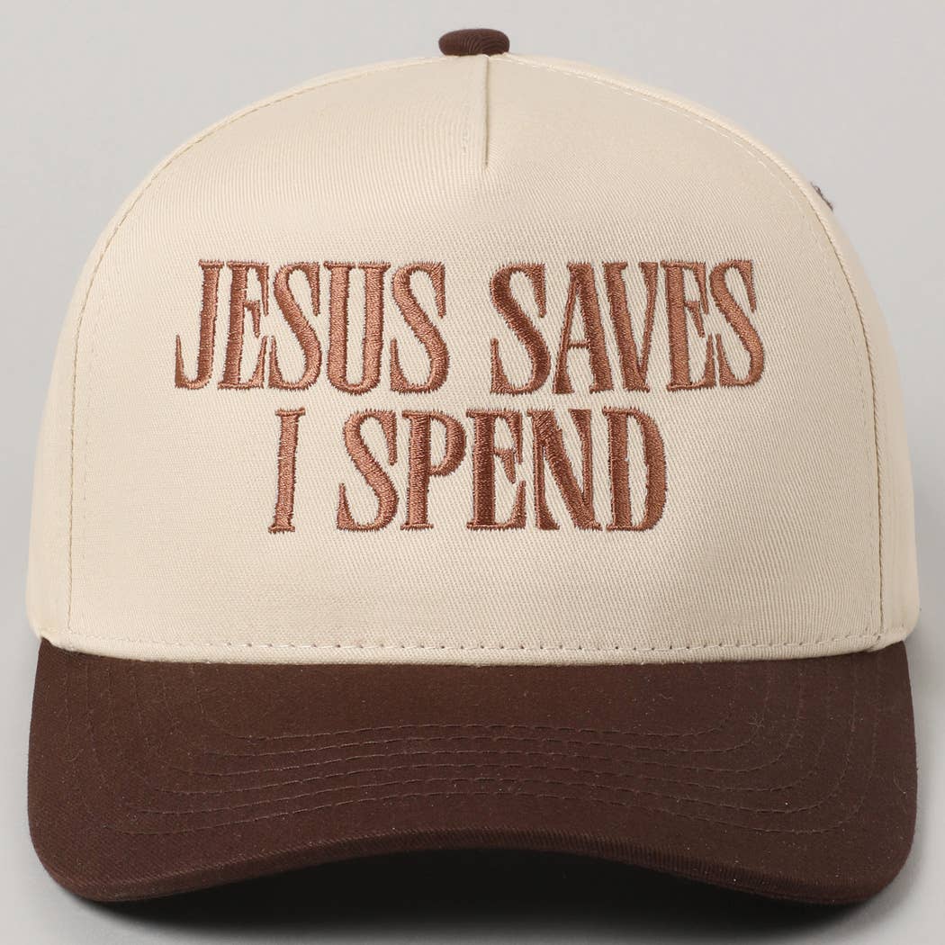 Fashion City - JESUS SAVES I SPEND Embroidery Trucker Hat