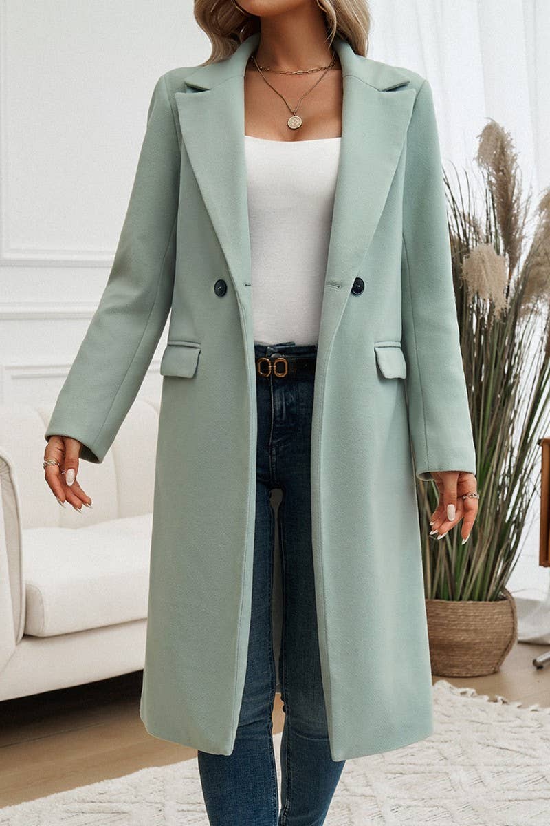 NINEXIS - CWOCO0258_V NECK LONG SLEEVE WOOLEN COAT