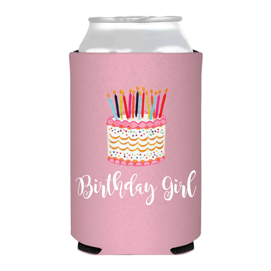 Sip Hip Hooray - Birthday Girl Watercolor Cake Can Cooler- Birthday