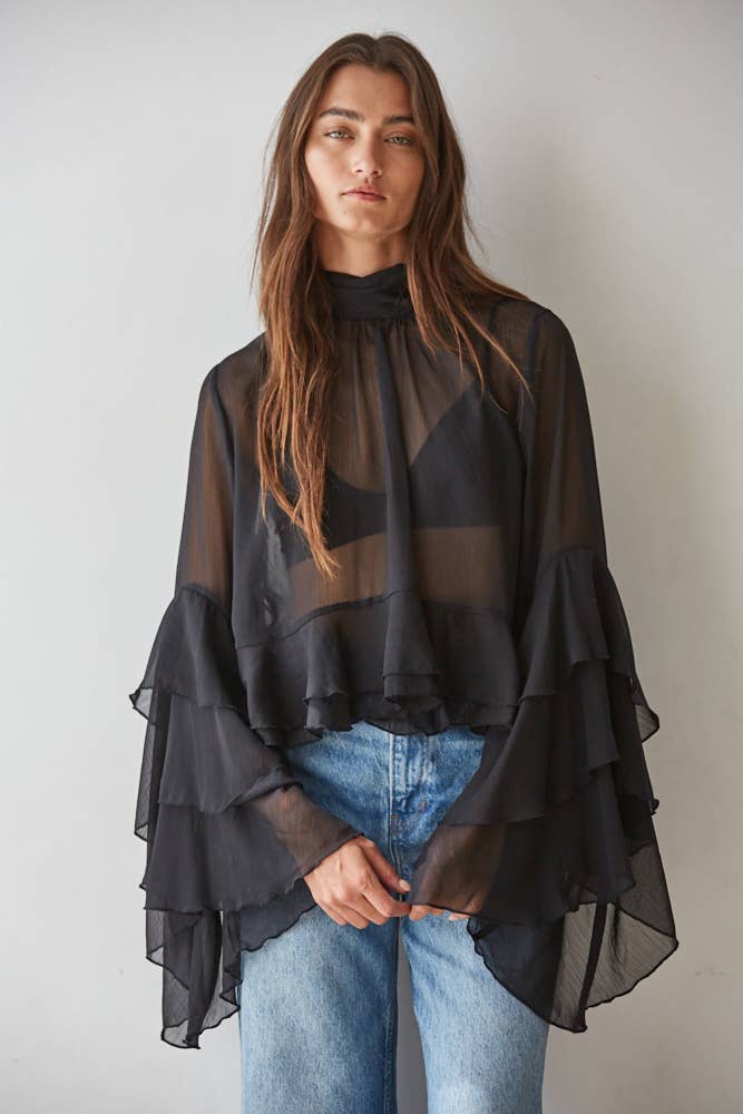 By Together - L9717 | Woven Polyester Chiffon See Through Top
