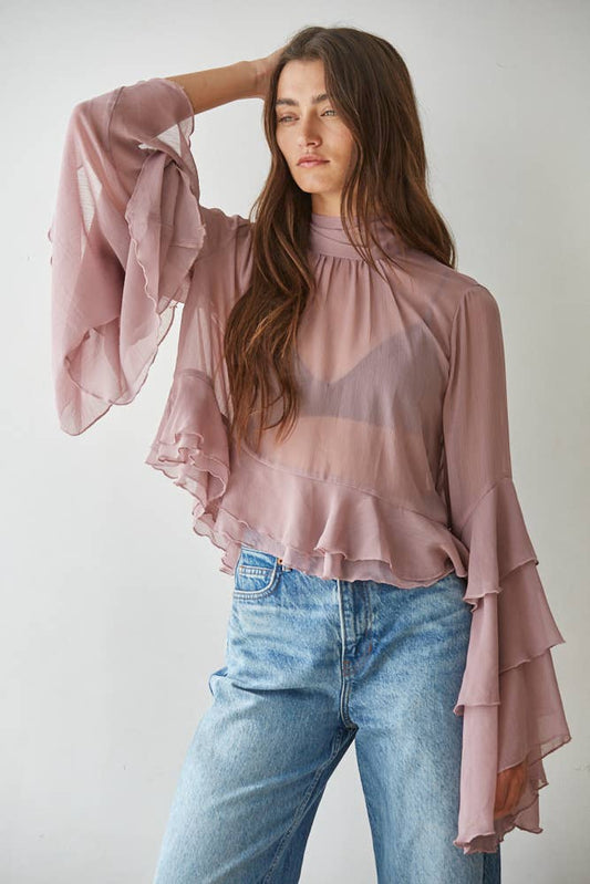 By Together - L9717 | Woven Polyester Chiffon See Through Top