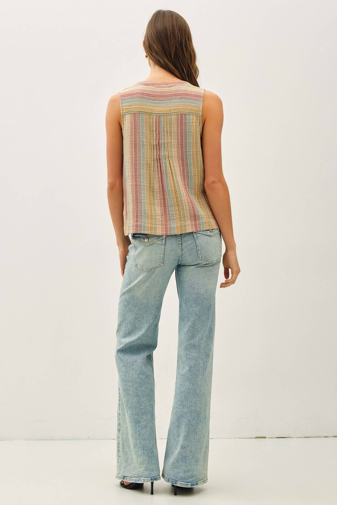 Be Cool - MULTI COLOR STRIPED GAUZE TOP