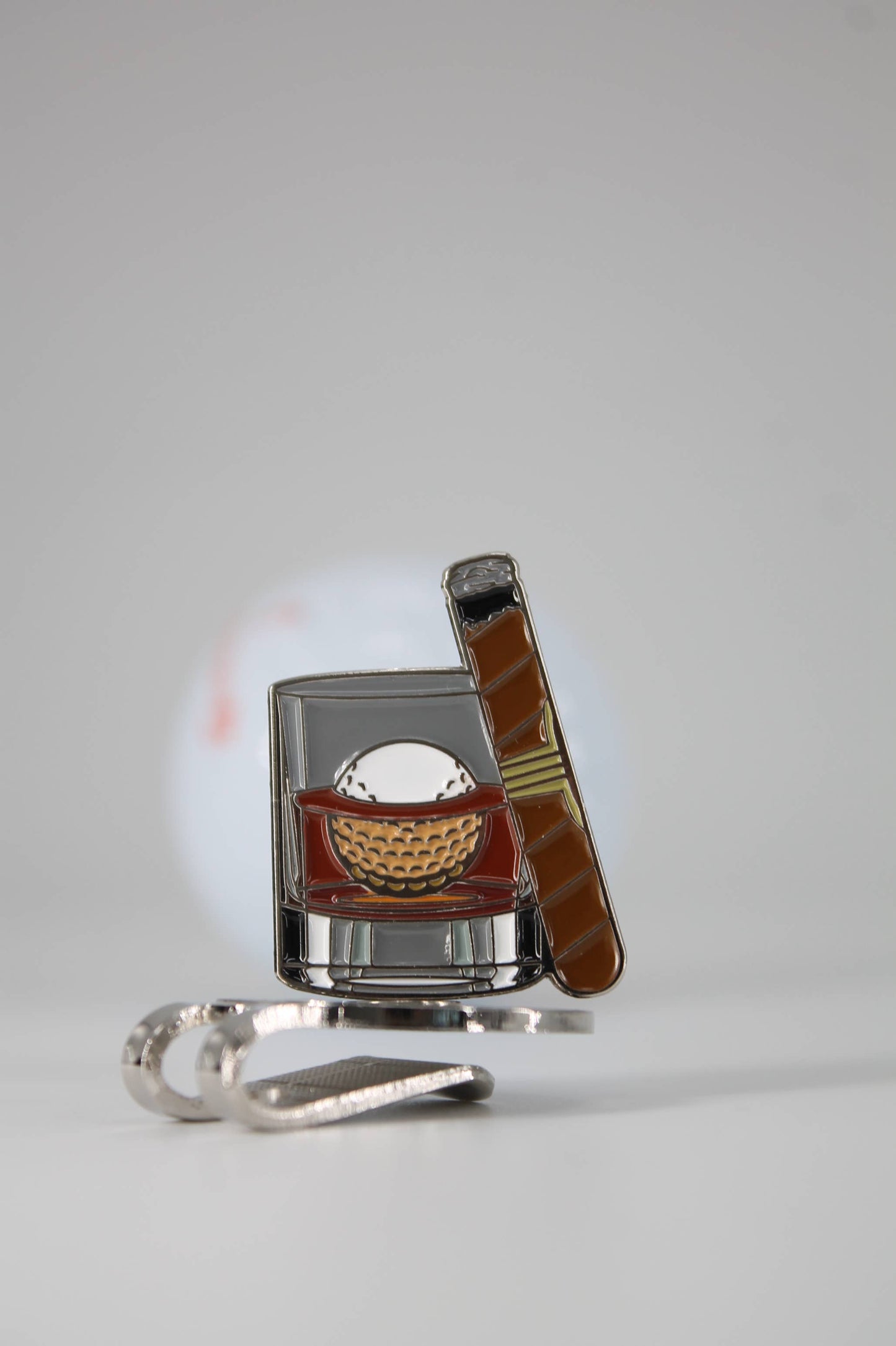 Whiskey Cigar Golf Ball Marker + Magnetic Hat Clip