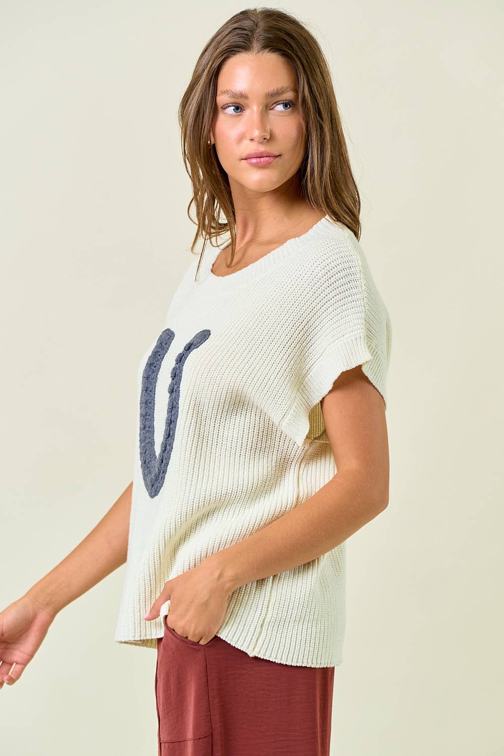 Doe and Rae - HORSESHOE RIBBED SWEATER VEST - 45223T