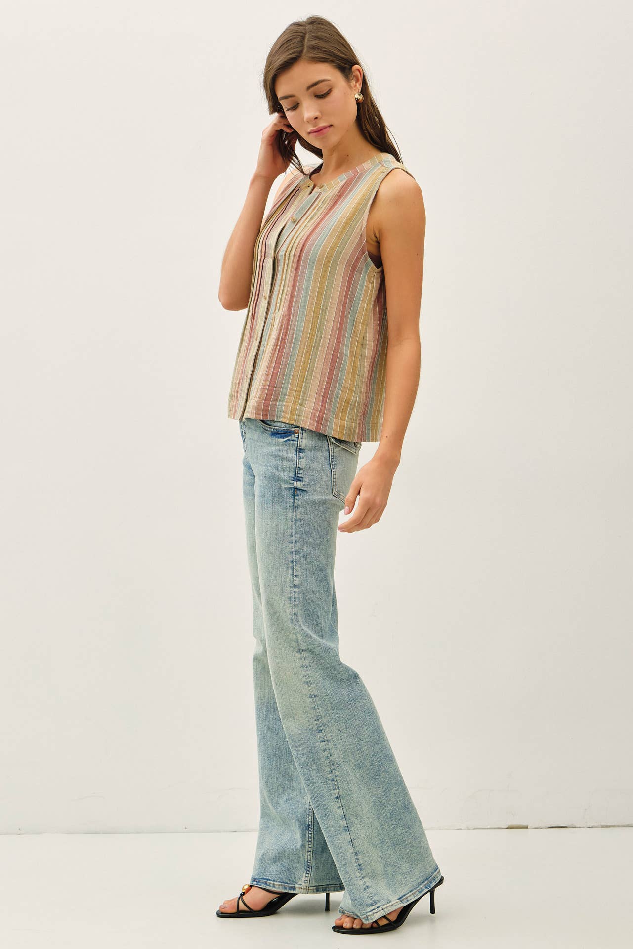 Be Cool - MULTI COLOR STRIPED GAUZE TOP