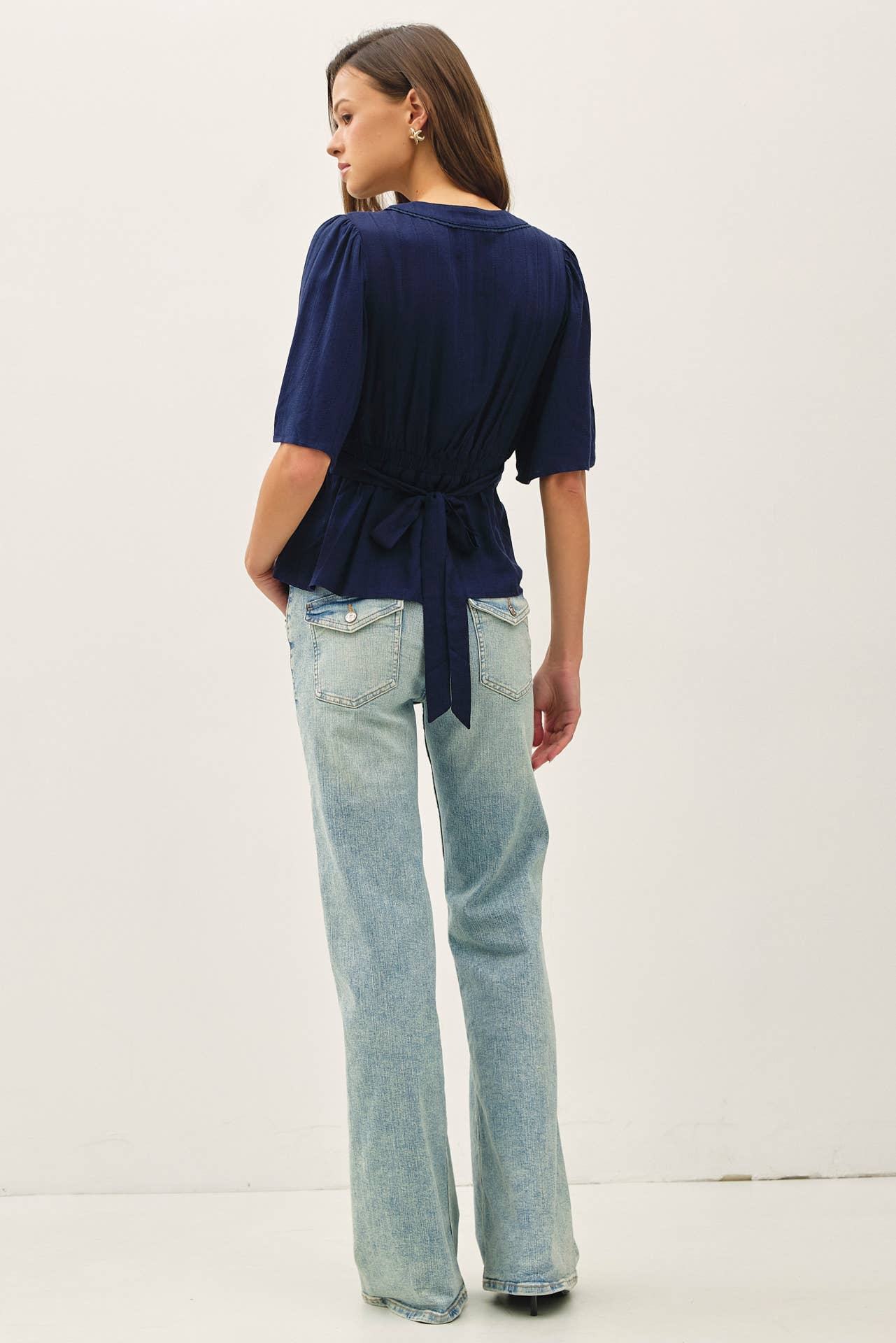 KIMONO SLEEVE EMPIRE WAIST BLOUSE