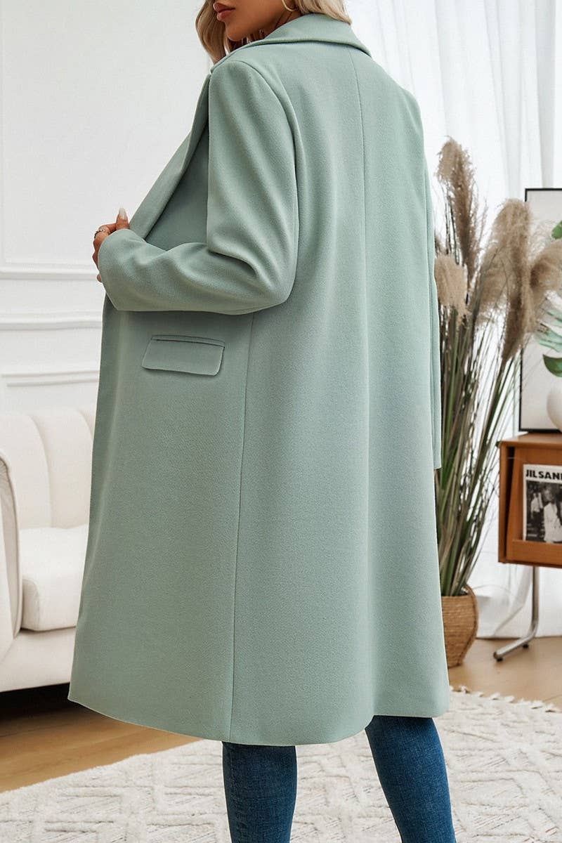 NINEXIS - CWOCO0258_V NECK LONG SLEEVE WOOLEN COAT