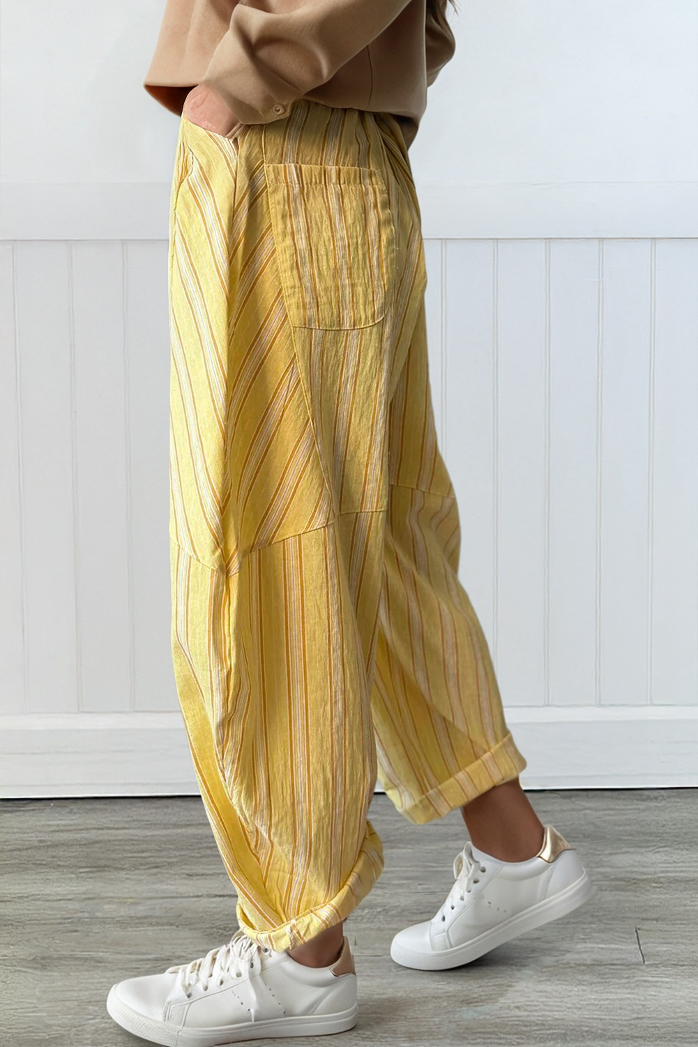 LA Society - LAS-LIVE Striped Pants with Pocket (S-XL)