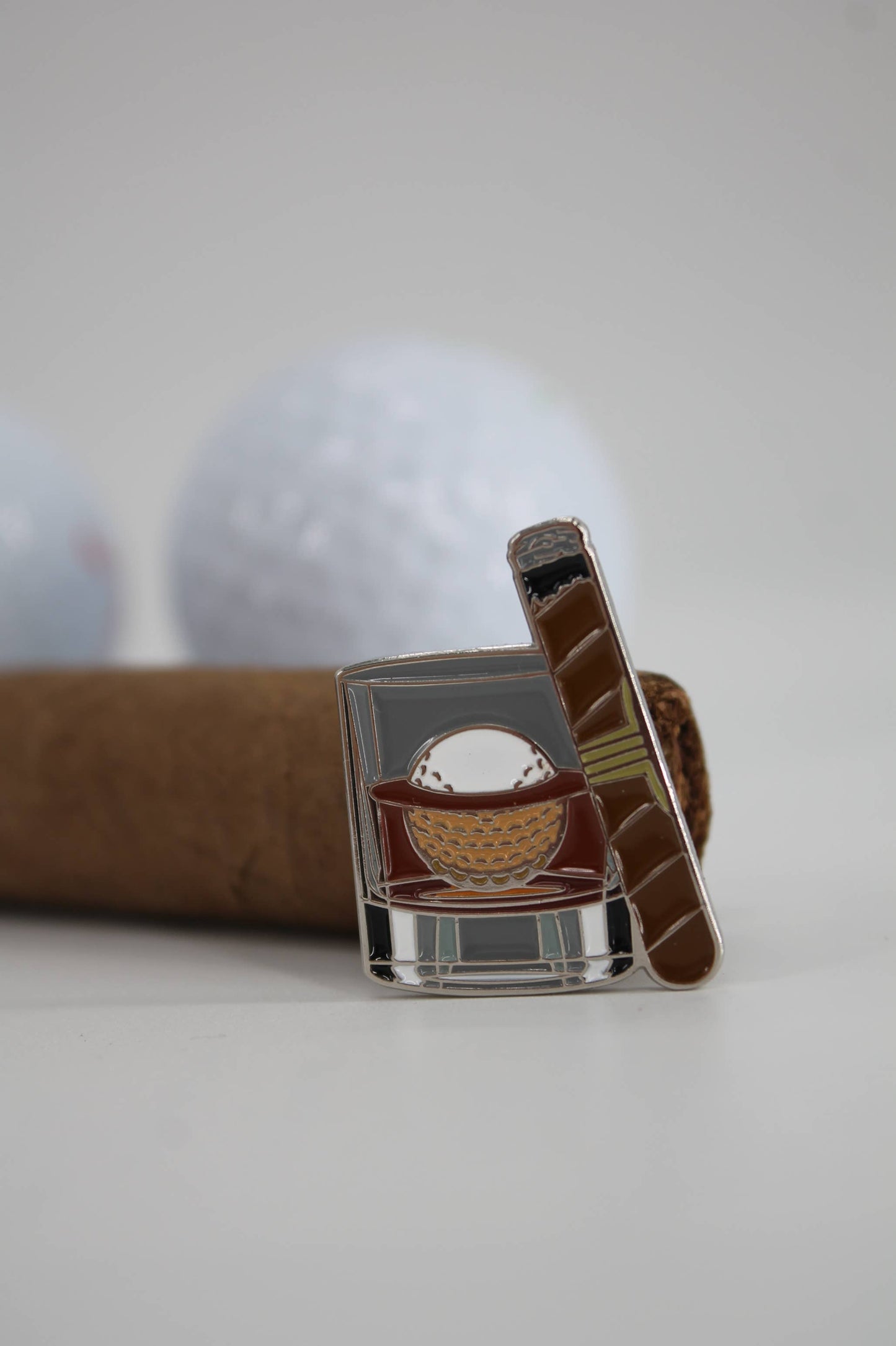 Whiskey Cigar Golf Ball Marker + Magnetic Hat Clip