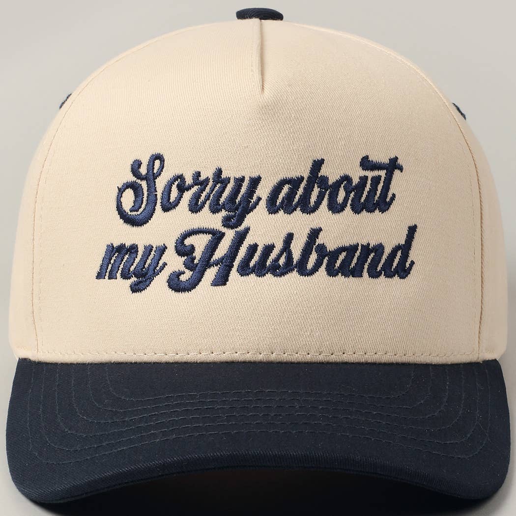 Fashion City - Sorry About My Wife / Husband Embroidery Two-Tone Canvas Cap