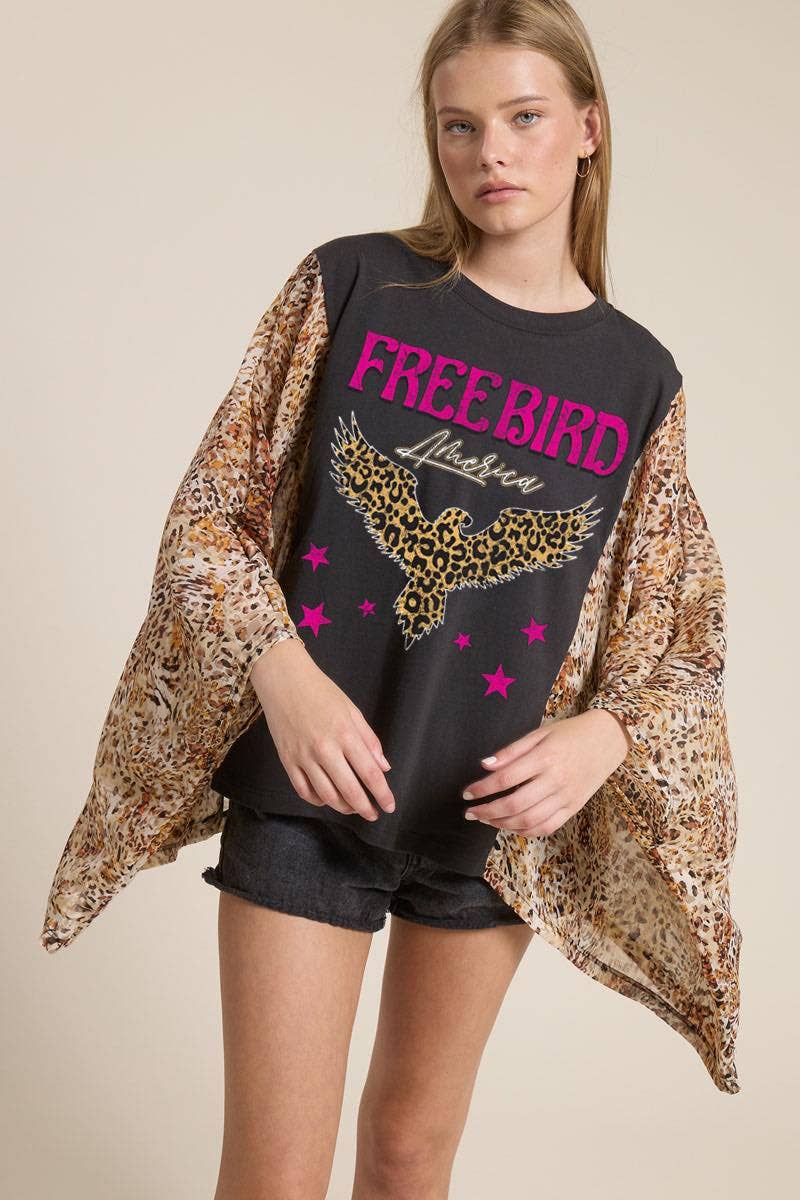 Zutter - Leopard Free Bird America Graphic Kantha Top