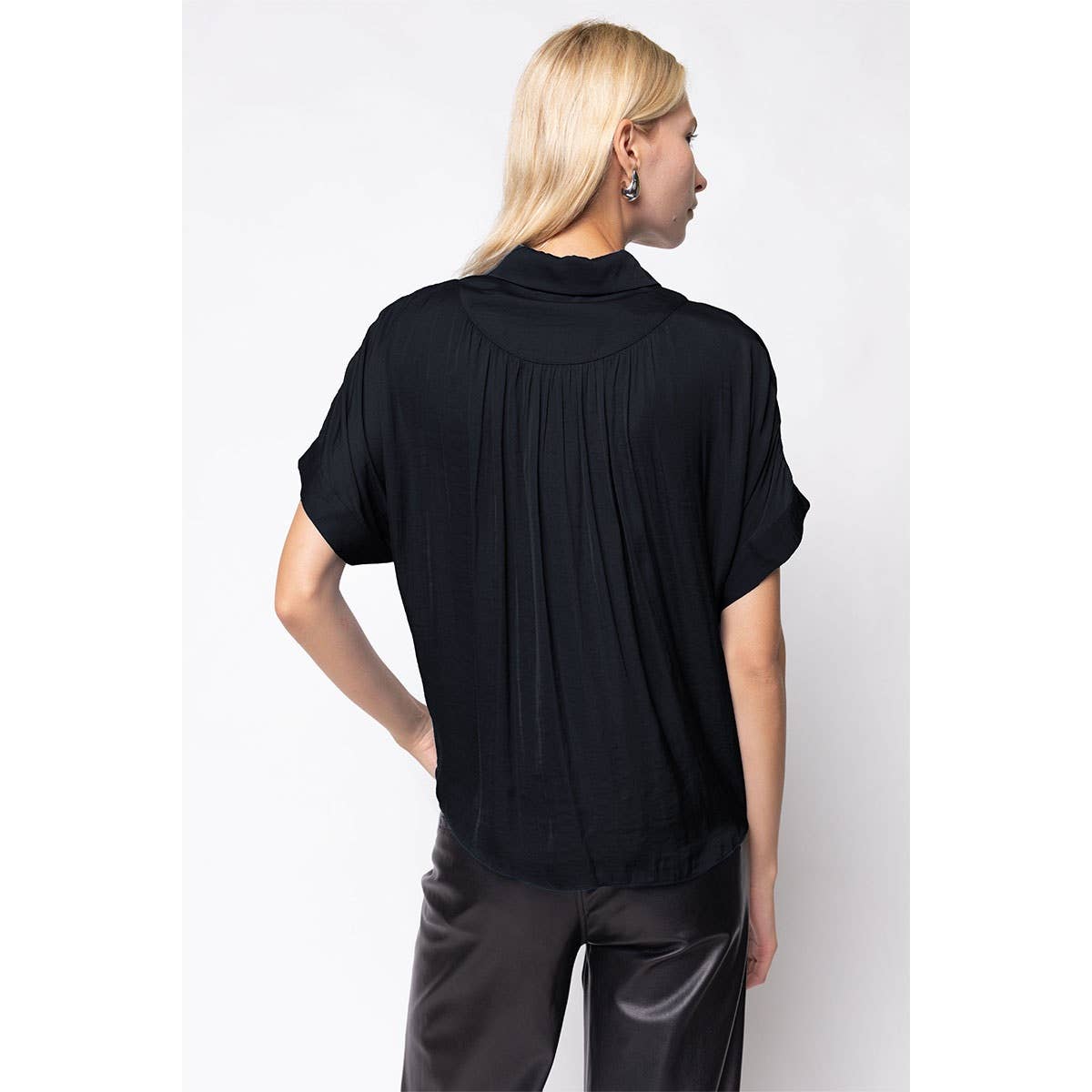 Mustard Short Sleeve Shirt With Front Bib Detail