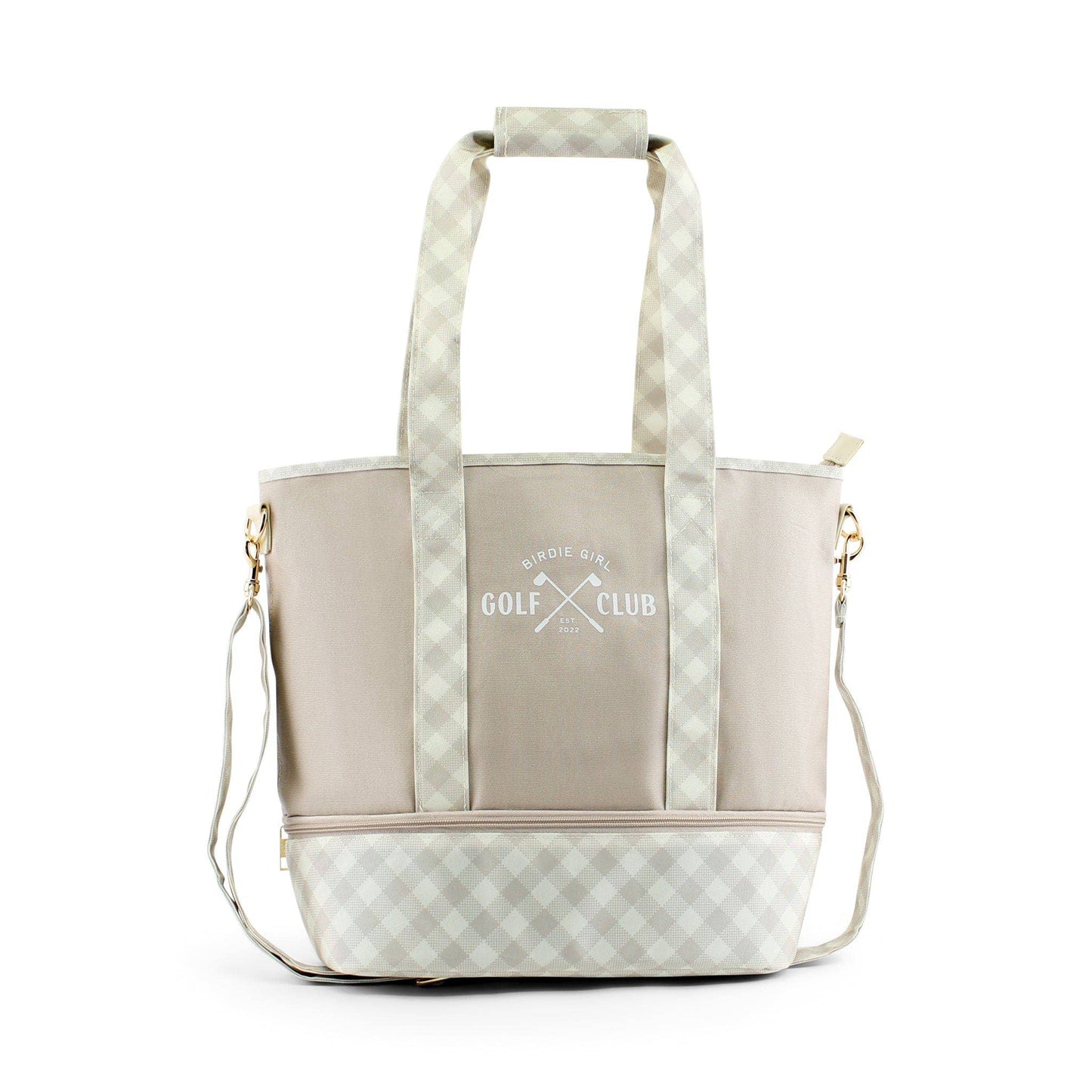 Birdie Girl Golf - Gingham Neutral Women's Golf Cart Tote Bag