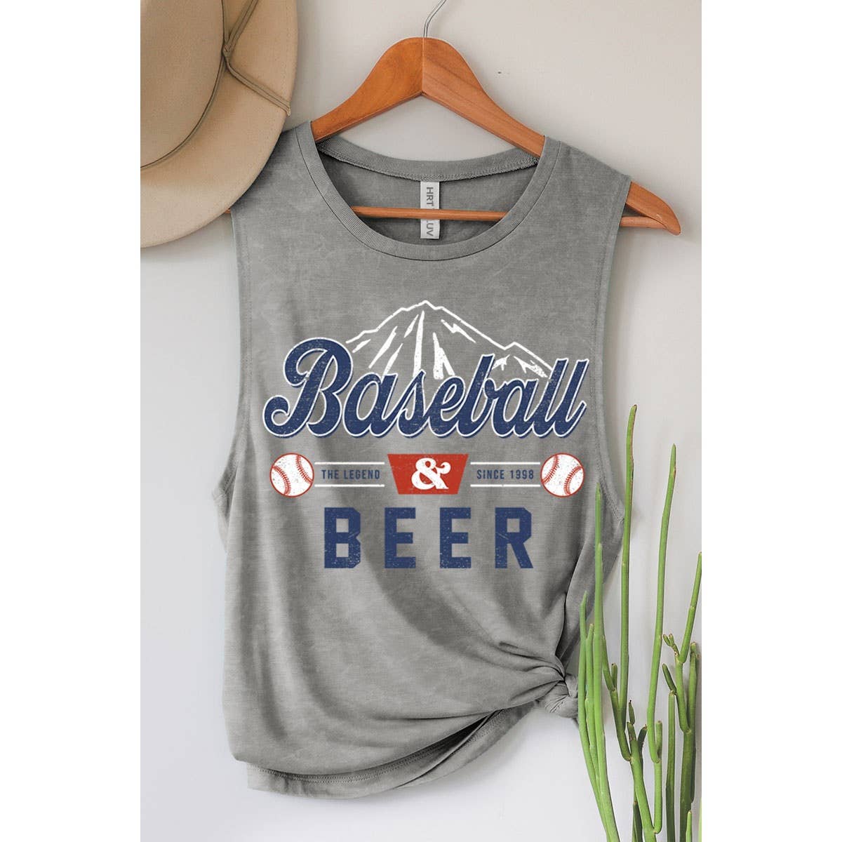 BASEBALL N BEER MINERAL GRAPHIC TANK TOP: Mineral Mustard / XL