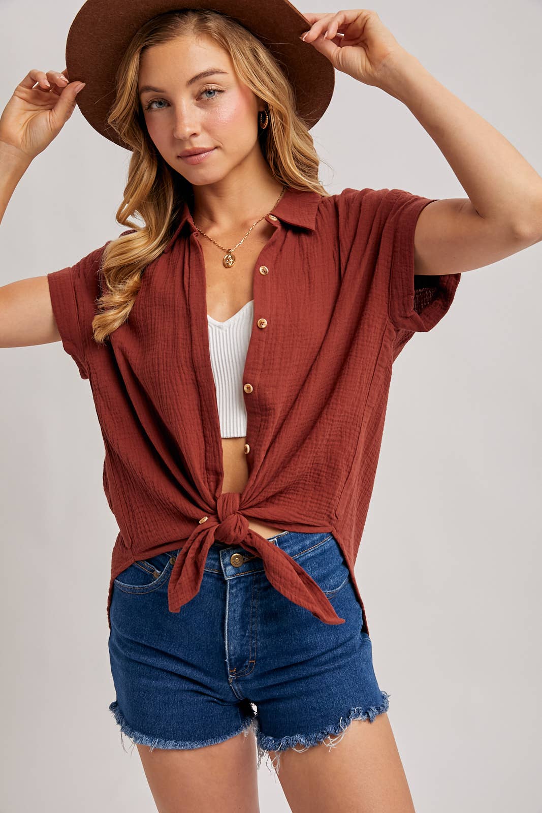 Bluivy - ESSENTIAL BUTTON UP COTTON SHIRT