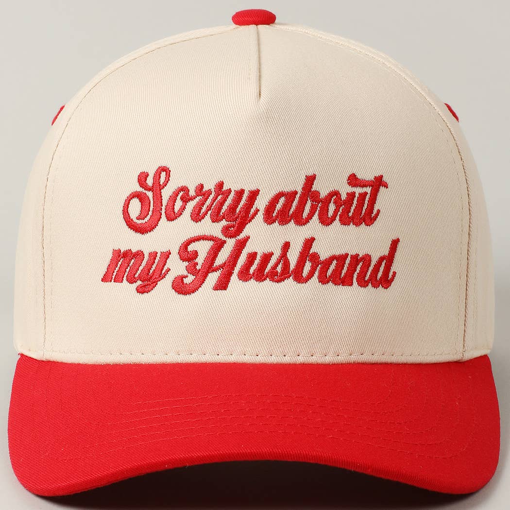Fashion City - Sorry About My Wife / Husband Embroidery Two-Tone Canvas Cap