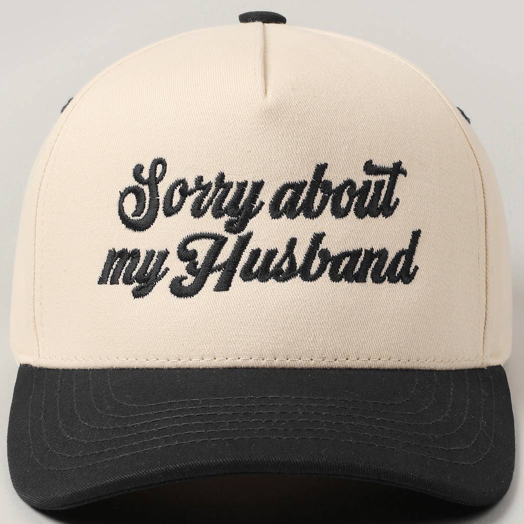Fashion City - Sorry About My Wife / Husband Embroidery Two-Tone Canvas Cap