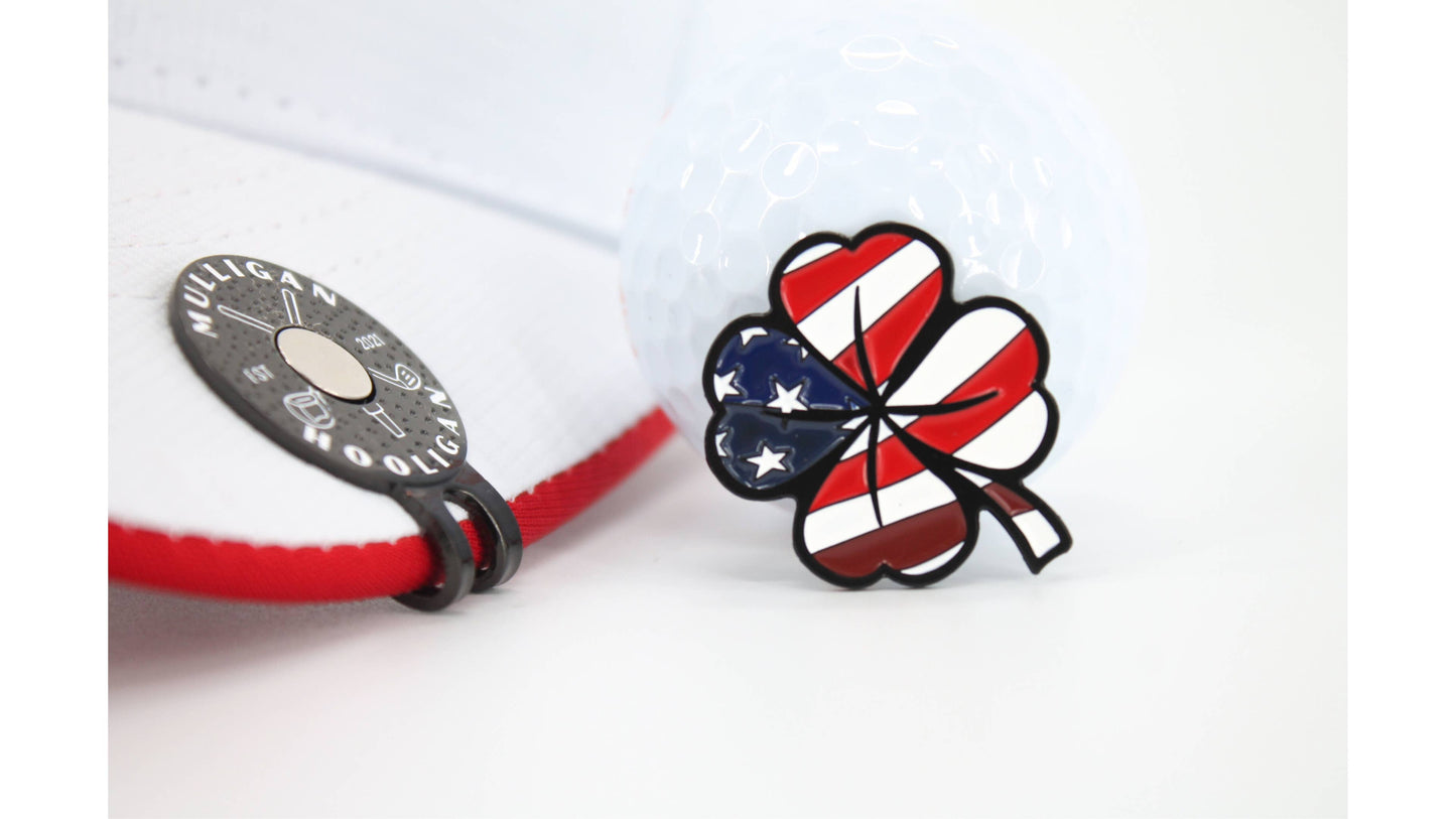 USA Clover Golf Ball Marker + Magnetic Hat Clip