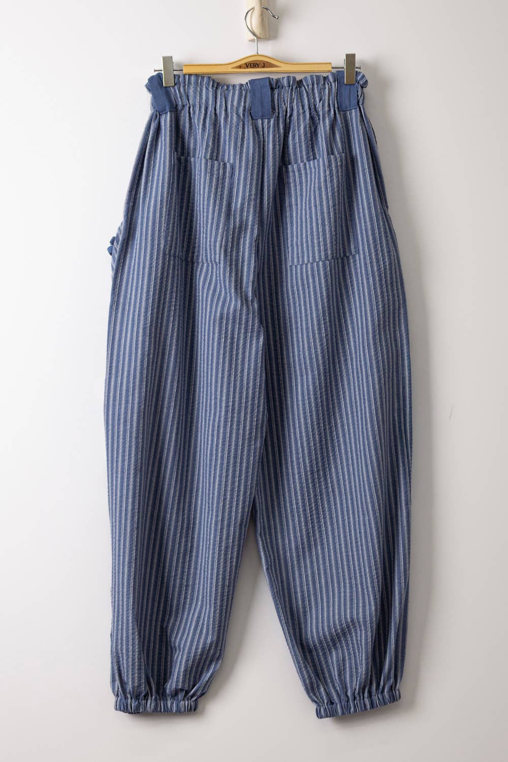 NP71004-Bow Detail Stripe Textured Woven Pants