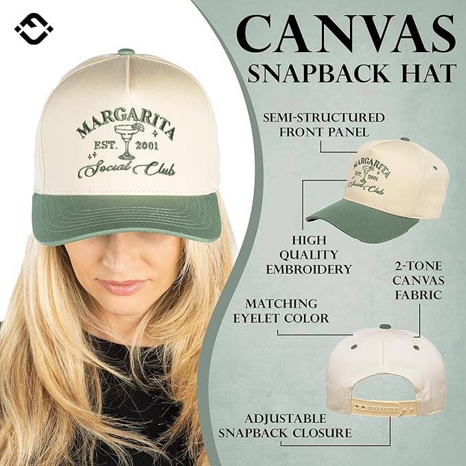 Funky Junque - Two Tone Cap -  Margarita Social Club - Sage/Beige