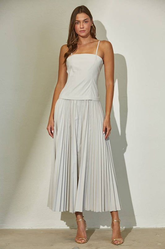 Edit by Nine - Woven Stretch Midi Dress with Pleated Skirt