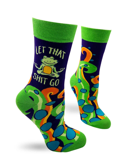 Fabdaz - Let That Shit Go Funny Ladies' Novelty Crew Socks