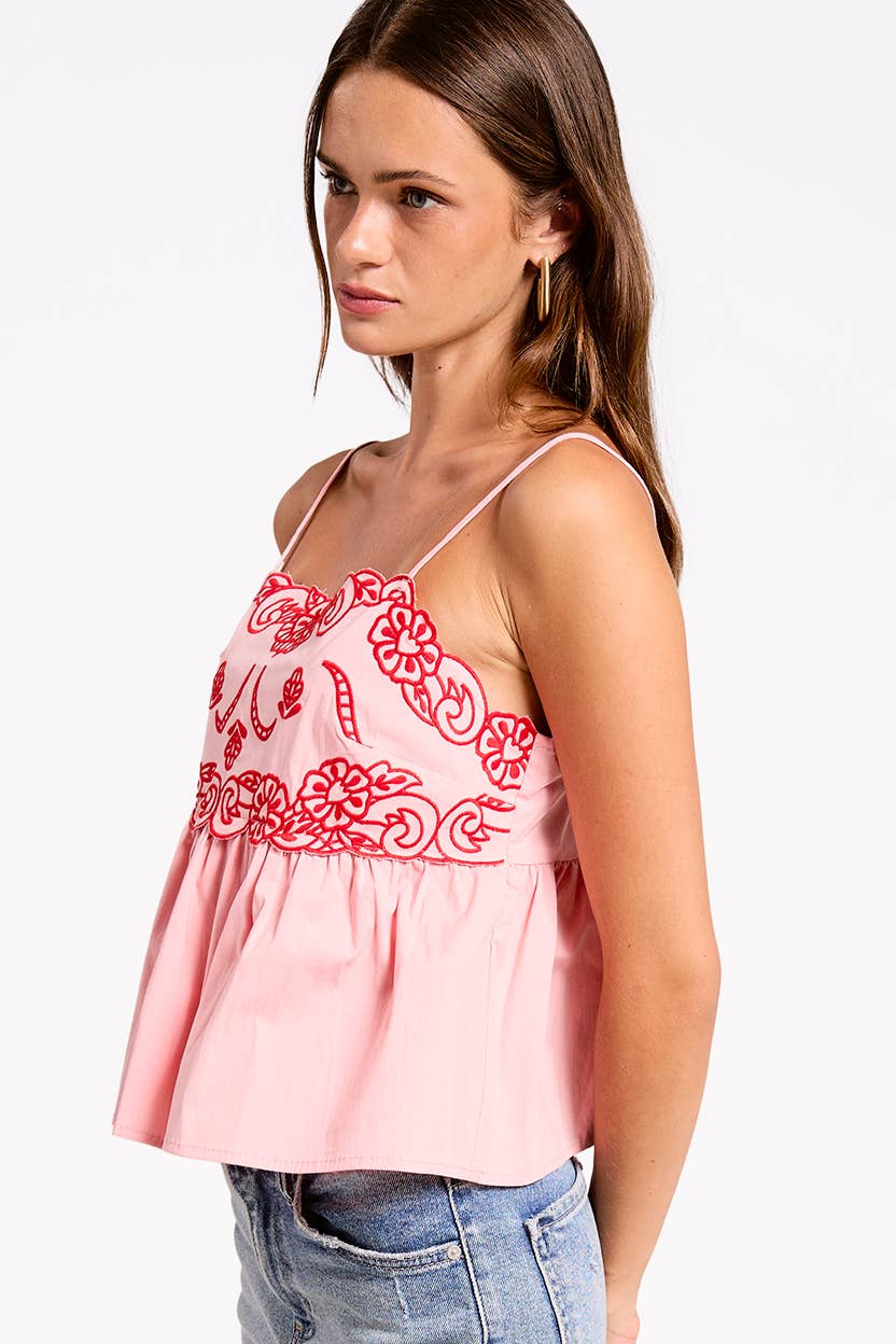 Ultramarine - UT1089 Embroidered Detail Cami Top
