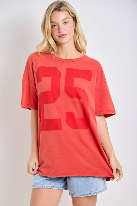 Oversized Vintage Number Graphic Tee
