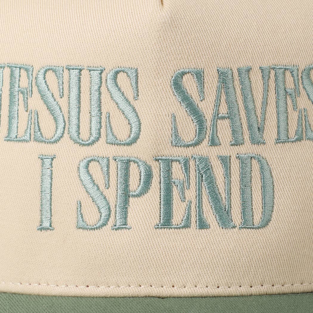 Fashion City - JESUS SAVES I SPEND Embroidery Trucker Hat