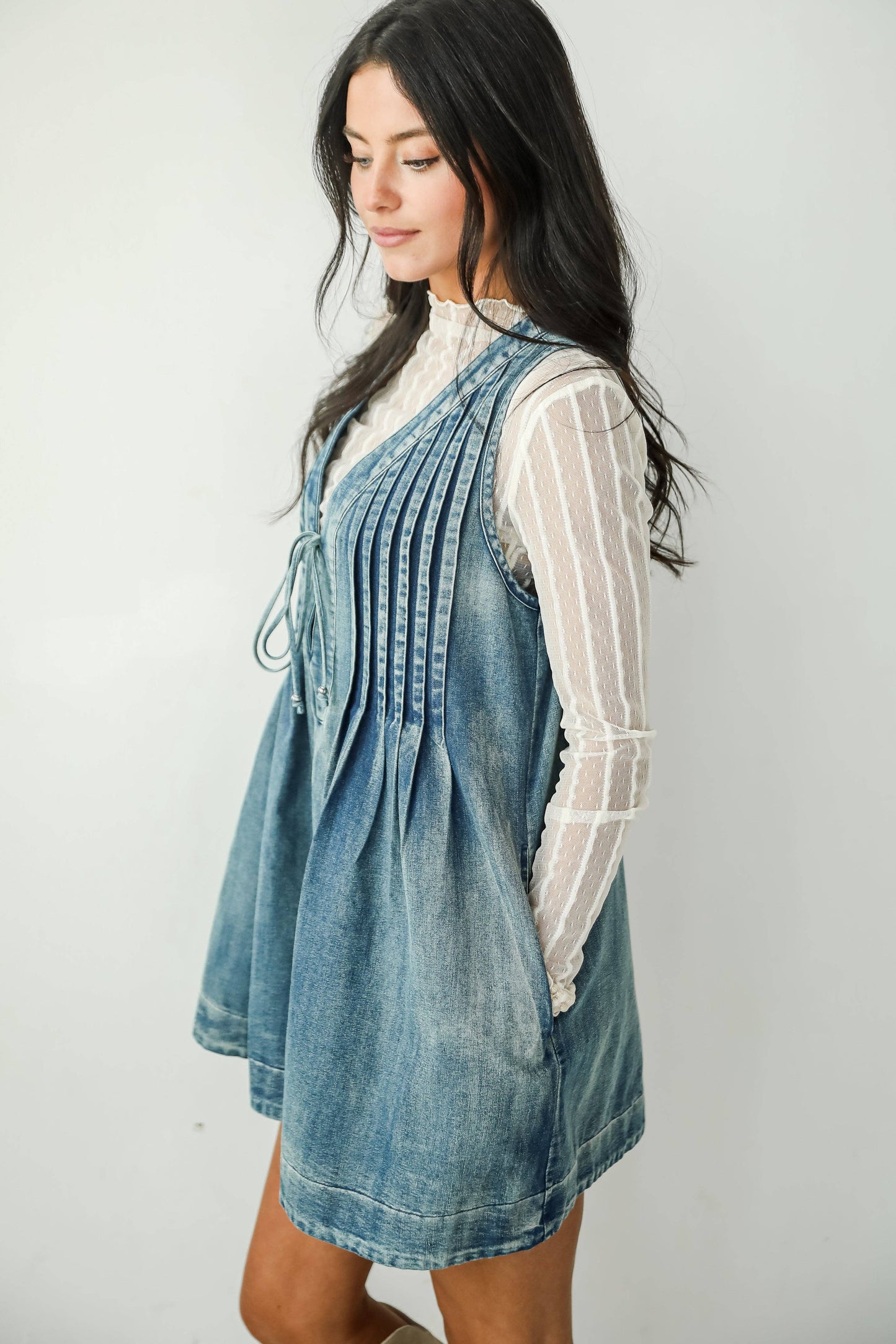 Precious Look Denim Romper: Denim / Medium