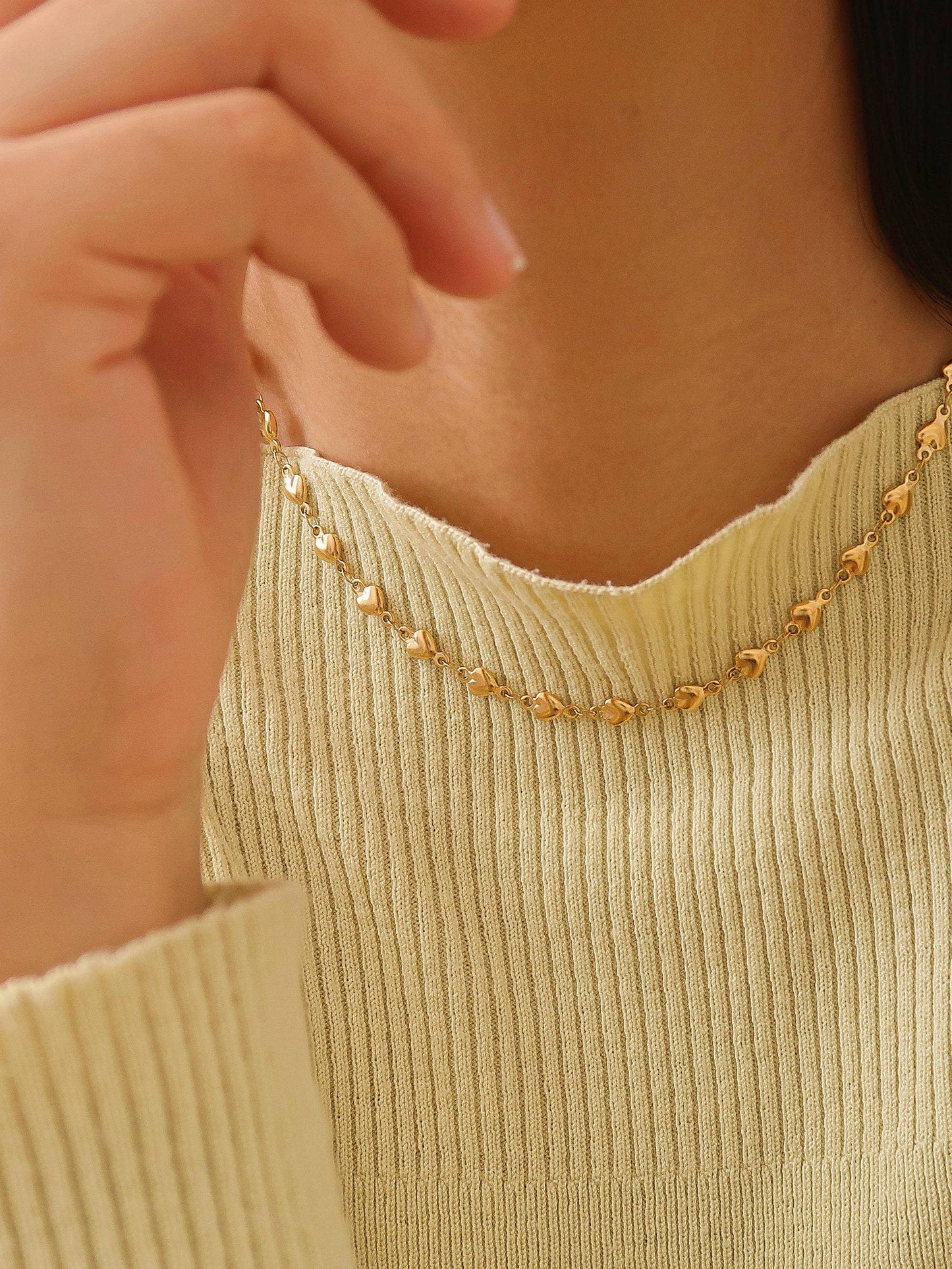 Flânerie by MAIQ - Madeleine Non-Tarnish Petite Heart Chain Bracelet, Necklace