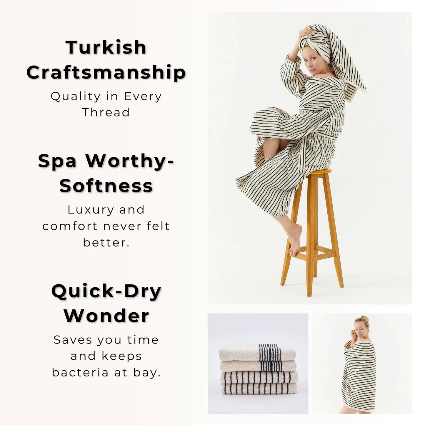 The Loomia - Melika Turkish Cotton Striped Terry Towel