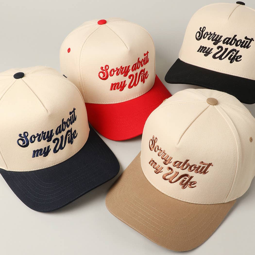 Fashion City - Sorry About My Wife / Husband Embroidery Two-Tone Canvas Cap