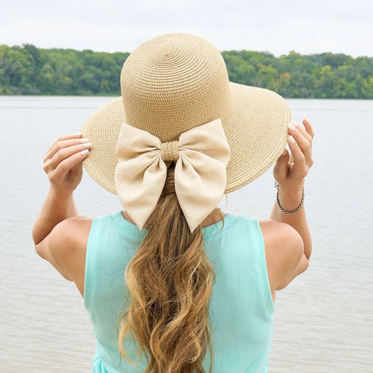 Sun Hat Zaya Boho Wide Brim Ponytail Leopard Bow