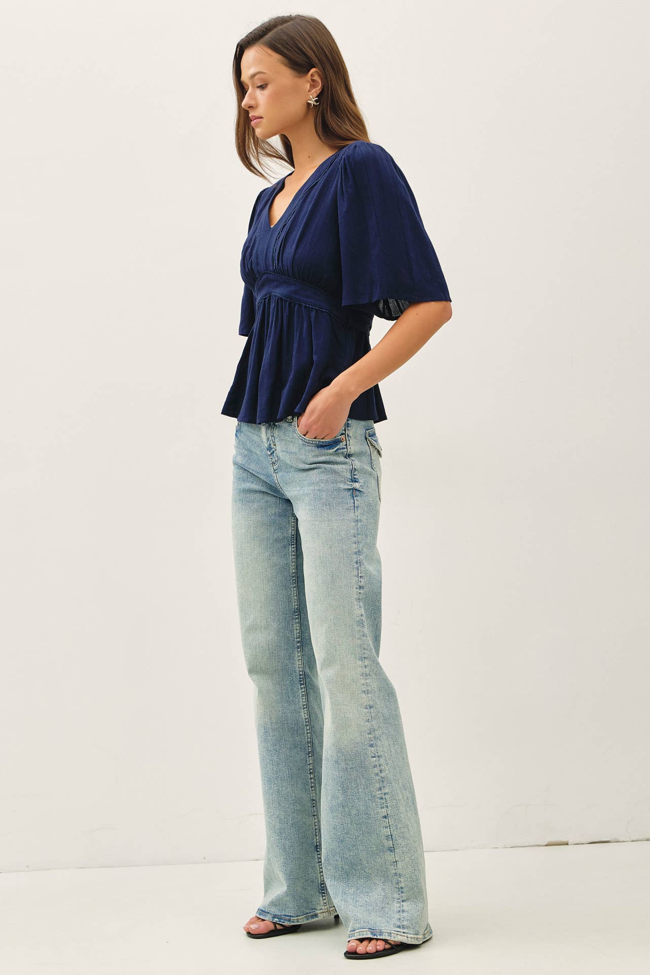 KIMONO SLEEVE EMPIRE WAIST BLOUSE