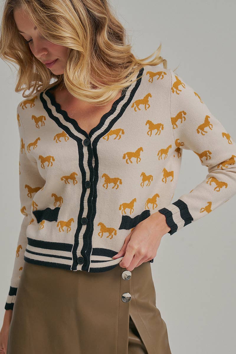 BON - SUPER SOFT HORSE PRINT KNIT CARDIGAN_JLT00386-01