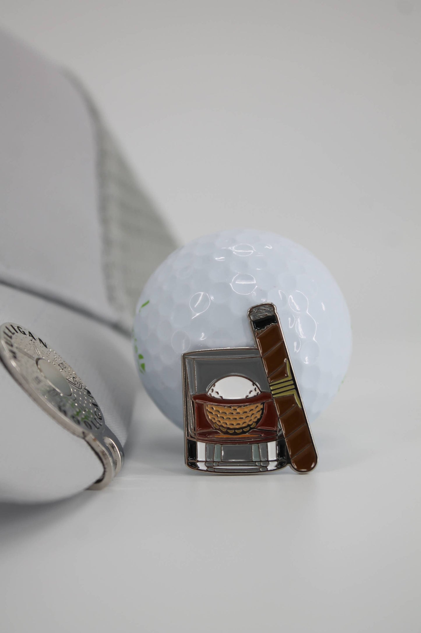 Whiskey Cigar Golf Ball Marker + Magnetic Hat Clip