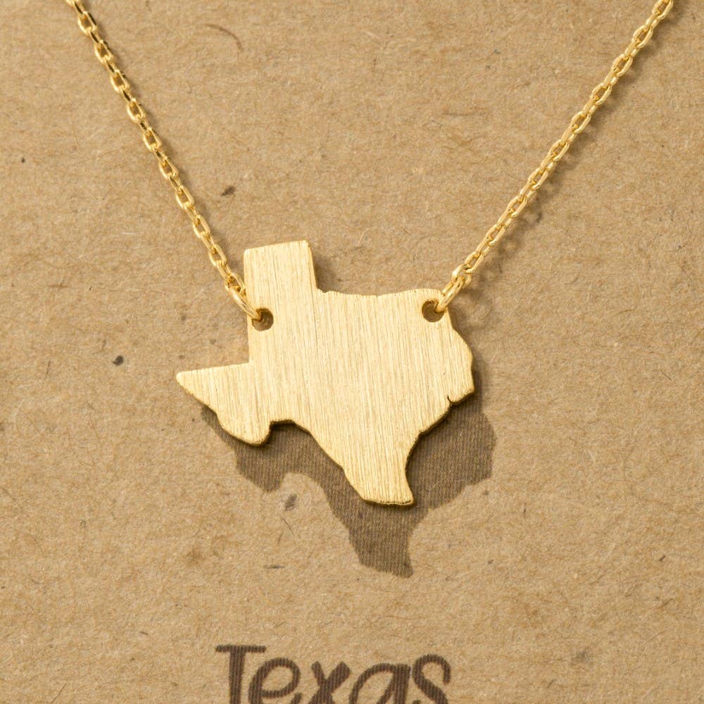 Fame Accessories - Gold Dipped Texas State Pendant Necklace