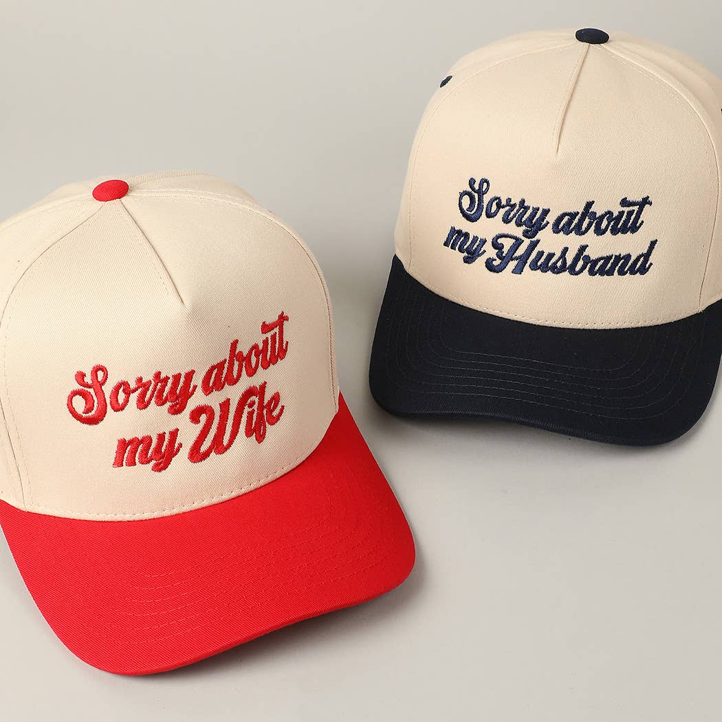 Fashion City - Sorry About My Wife / Husband Embroidery Two-Tone Canvas Cap