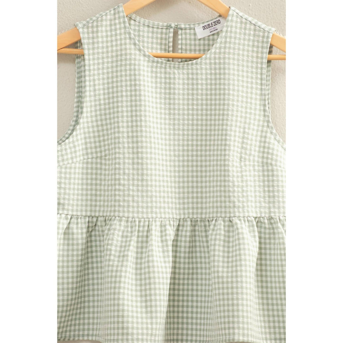 HYFVE - Gingham Sleeveless Peplum Top With Side Ties