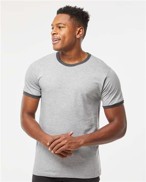 Total Apparel - Tultex Unisex Fine Jersey Ringer Blank T-Shirt | Retro 246