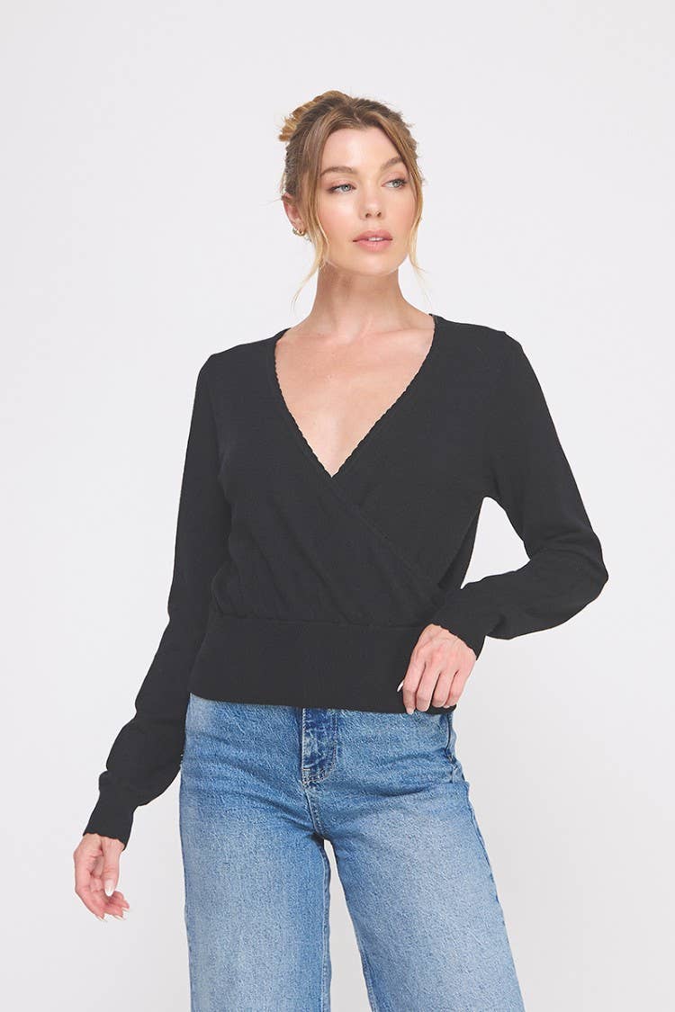 Black Crossover Sweater