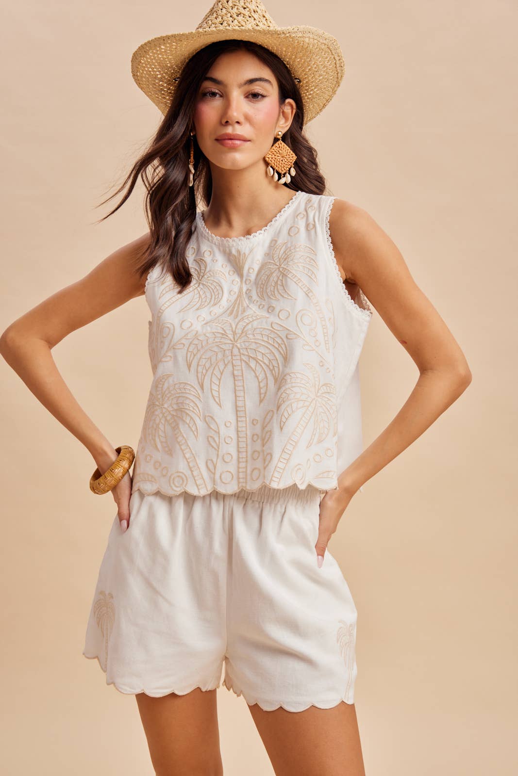 EMBROIDERED TANK + SHORTS SET