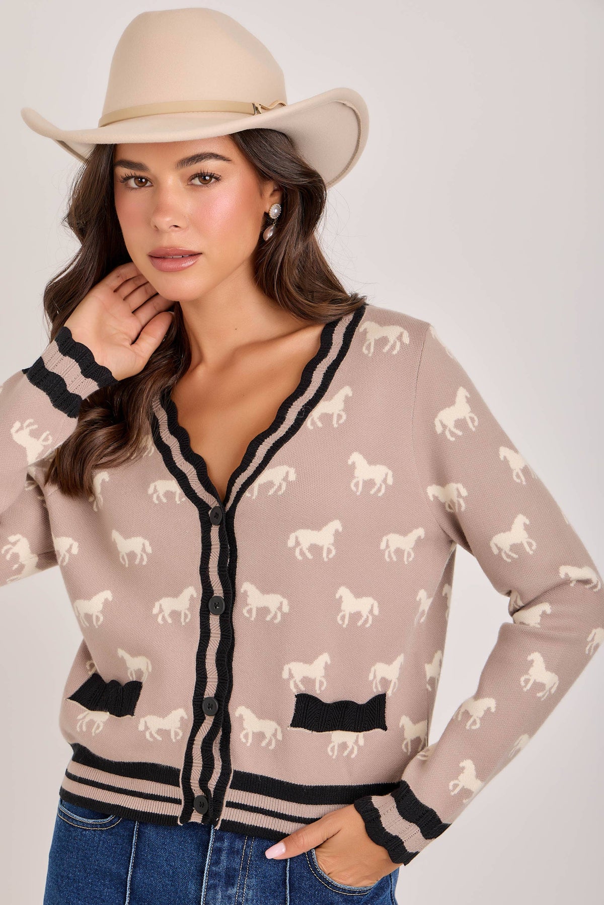 BON - SUPER SOFT HORSE PRINT KNIT CARDIGAN_JLT00386-01