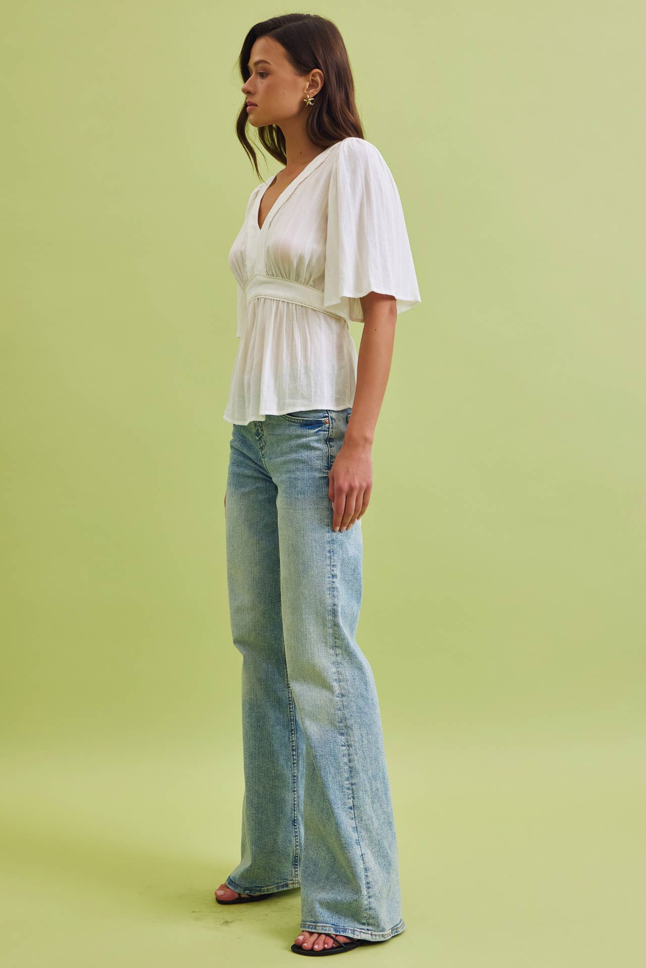 KIMONO SLEEVE EMPIRE WAIST BLOUSE