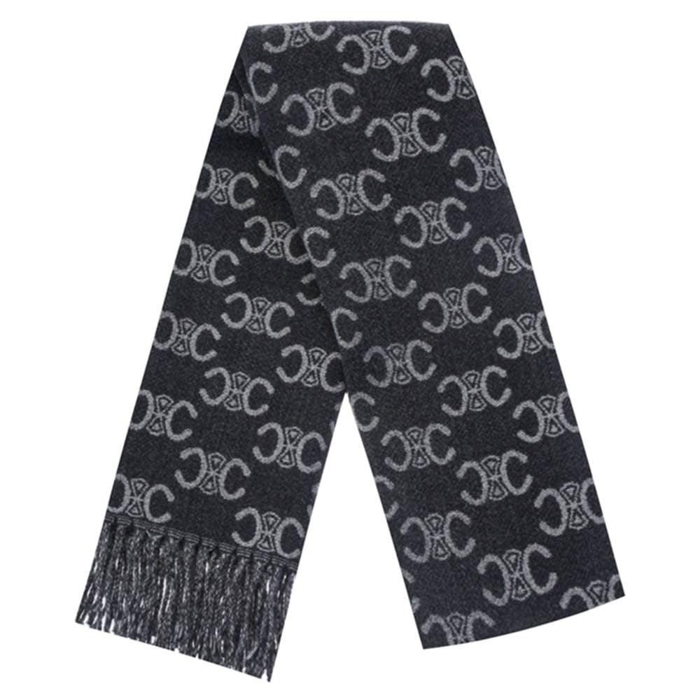 JOIA ACCESSORIES - SIMBOL MONOGRAM FRINGE OBLONG SCARF, LVSC 153