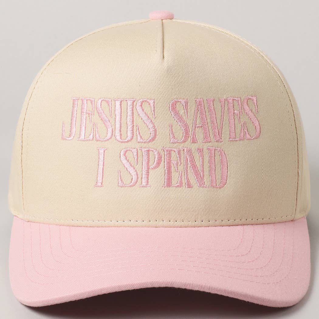 Fashion City - JESUS SAVES I SPEND Embroidery Trucker Hat