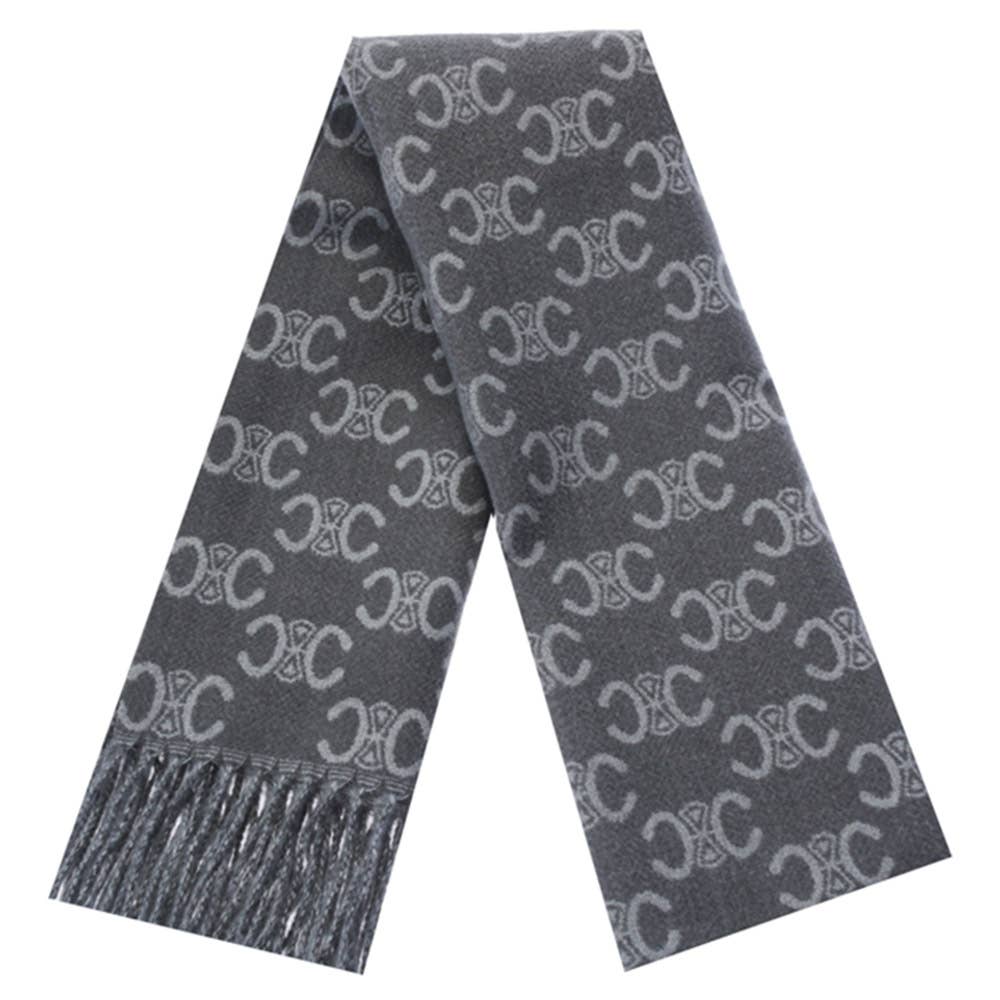 JOIA ACCESSORIES - SIMBOL MONOGRAM FRINGE OBLONG SCARF, LVSC 153