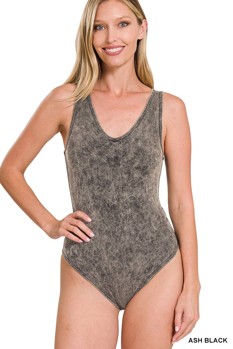 42POPS - `.Washed & Solid Cotton Bodysuit w/Snap Button closure