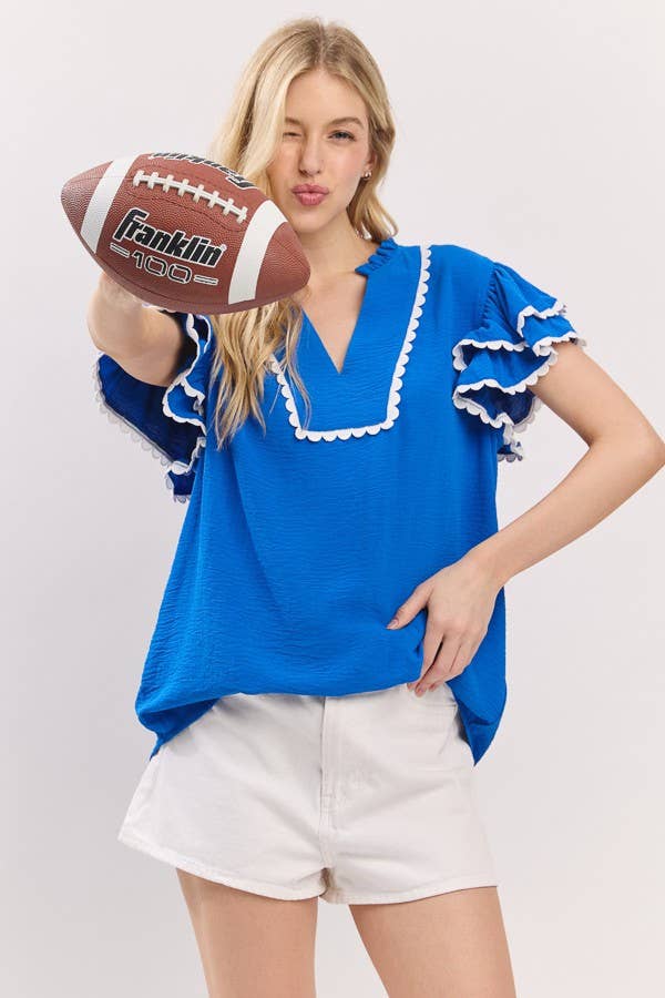Sewn and Seen - Ruffle Sleeve Scallop Trim Top